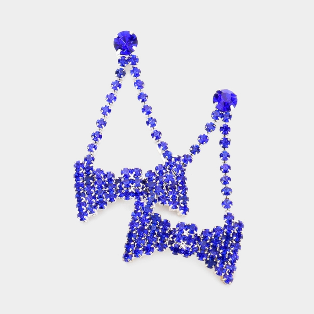 💥Blue Bow Rhinestone Stud back Earrings